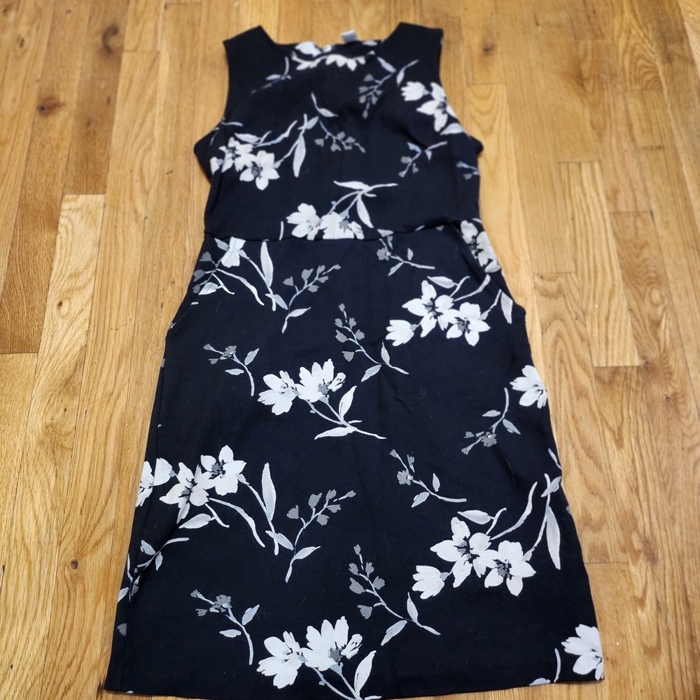 Old Navy Floral Sleeveless Sheath Dress with Pockets Black Size Medium